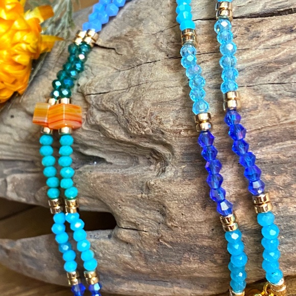 Ocean Sky Crystal Necklace with Austrian Crystals & SeaGlass - Picture 4 of 11